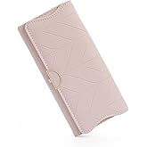 RNIEGA Leather Wallet for Women Trifold Womens' RFID Blocking Wallet Card Holder Purse Clutch with Zipper Coin Pocket,Light Pink