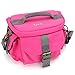 Evecase DSLR/SLR Camera Water Resistant Canvas Case Bag with Shoulder Strap for SLR/DSLR, Compact System, Hybrid, and High Zoom Camera and Other Accessories - Hot Pink/Medium