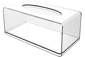 Acrylic Tissue Box Holder Rectangle, Modern Clear Tissue Box Holder for Bathroom Kitchen Bedroom or Office Desk Decor 8.7×4.7