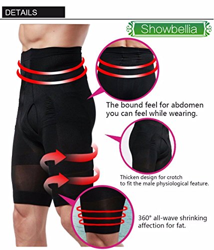 Showbellia Men's Slimming Shorts Waist Training Compression Shaper Pants Black One size