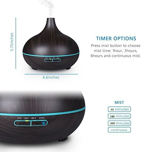 300ml 7colors LED Mist Humidifier Ultrasonic Aroma Essential Oil Diffuser for Office Home Bedroom Living Room Study Yoga Spa - Wood grain