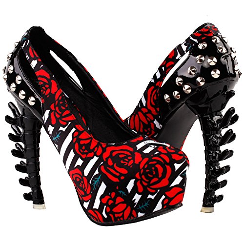 SHOW-STORY-Rock-Butterfly-Stud-Cut-Out-Peep-Toe-Platform-Bone-Heel-PumpsLF80626