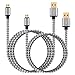 WITPRO Micro USB Cable (6feet 3feet) Braided Nylon Fast Charging Charger Cord for Samsung Galaxy S7/S6 Edge, Tablet, LG, HTC, BLU, Android Devices More (Pack-2) -Silver