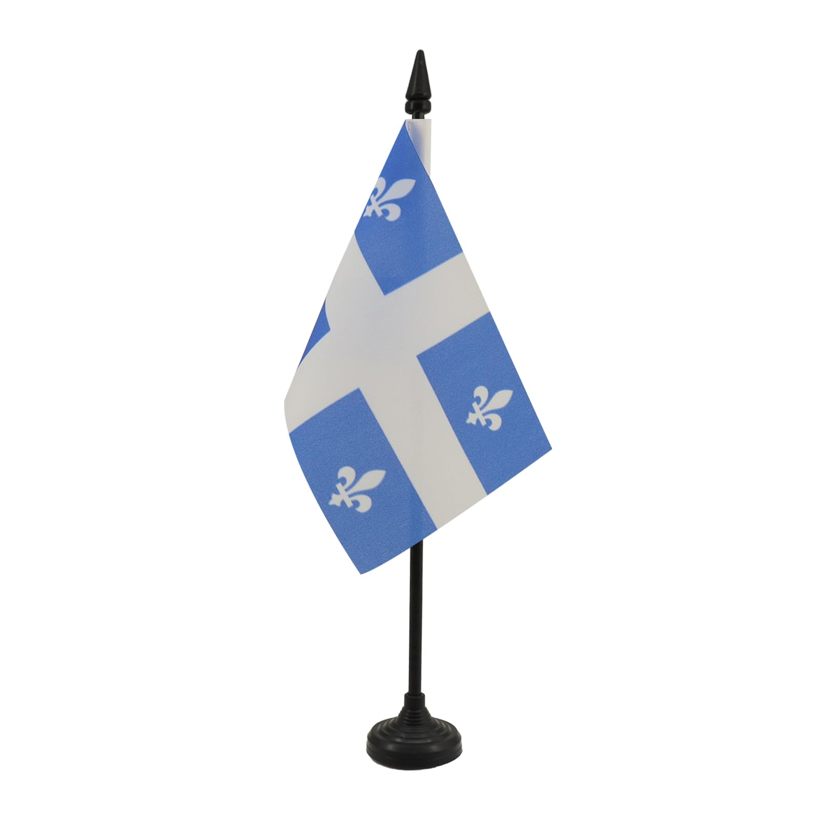 AZ FLAG - Quebec Table Flag 4'' x 6'' - Canadian region of Quebec Office Mini Banner 100% Polyester 15 x 10 cm - Mini Desk Flag with 10'' Pole and Black Plastic Base