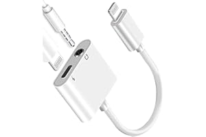 Apple MFi Certified Lightning to 3.5mm Headphones Dongle Jack Adapter AKAVO 2 in 1 Headphone Adapter and Aux Audio Adapter Charger Cable Splitter Compatible with iPhone 12 11 XS XR X 8 7 white