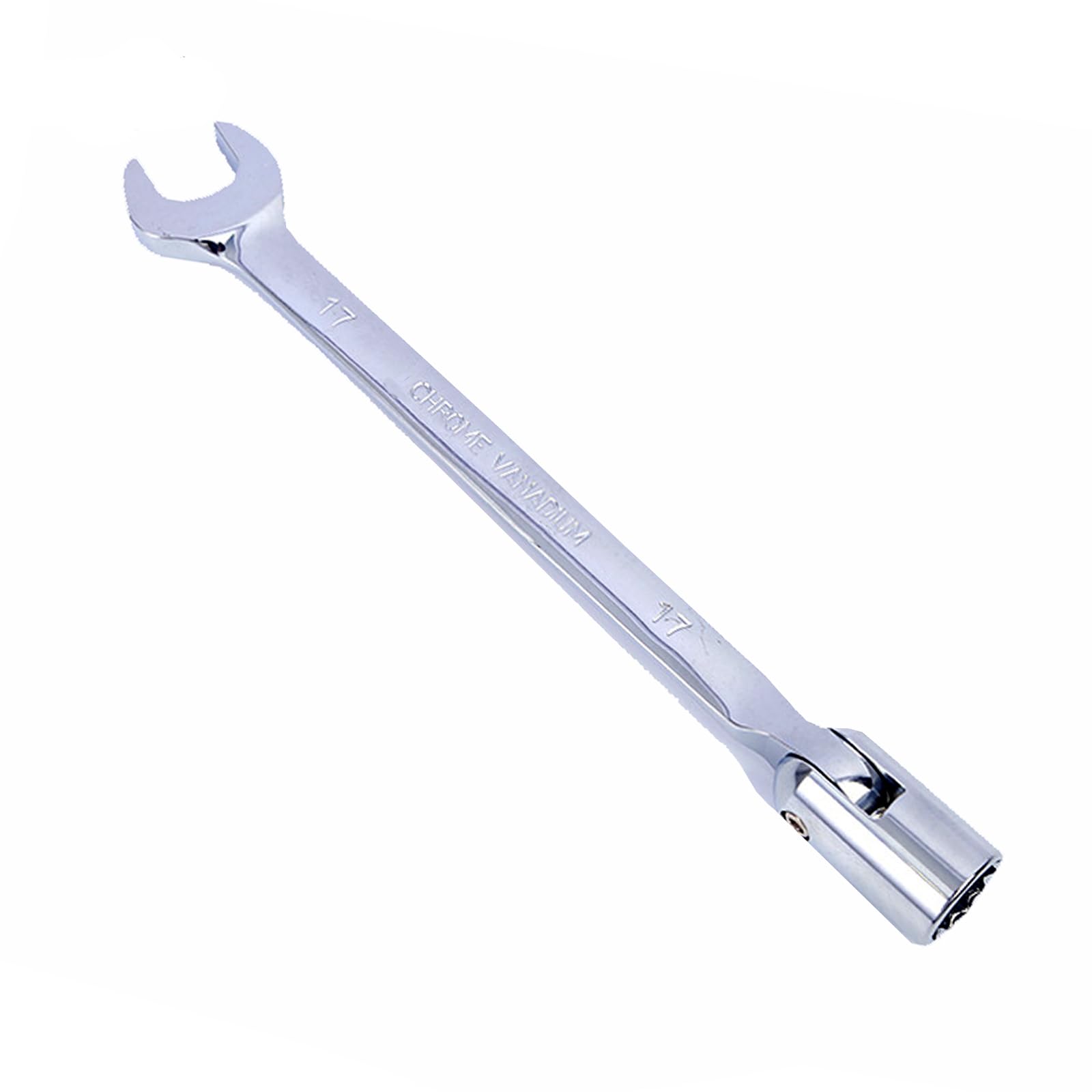 Vokenforu 17mm Socket Spanner, Ratchet Combination Wrench, Hardened Chrome Vanadium Steel Open End Spanner Metric