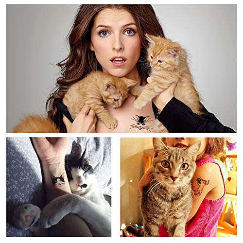 image for Aster 24Sheets Cat Series Temporary Tattoos, 58 PCSCute Kitty Cat Fake