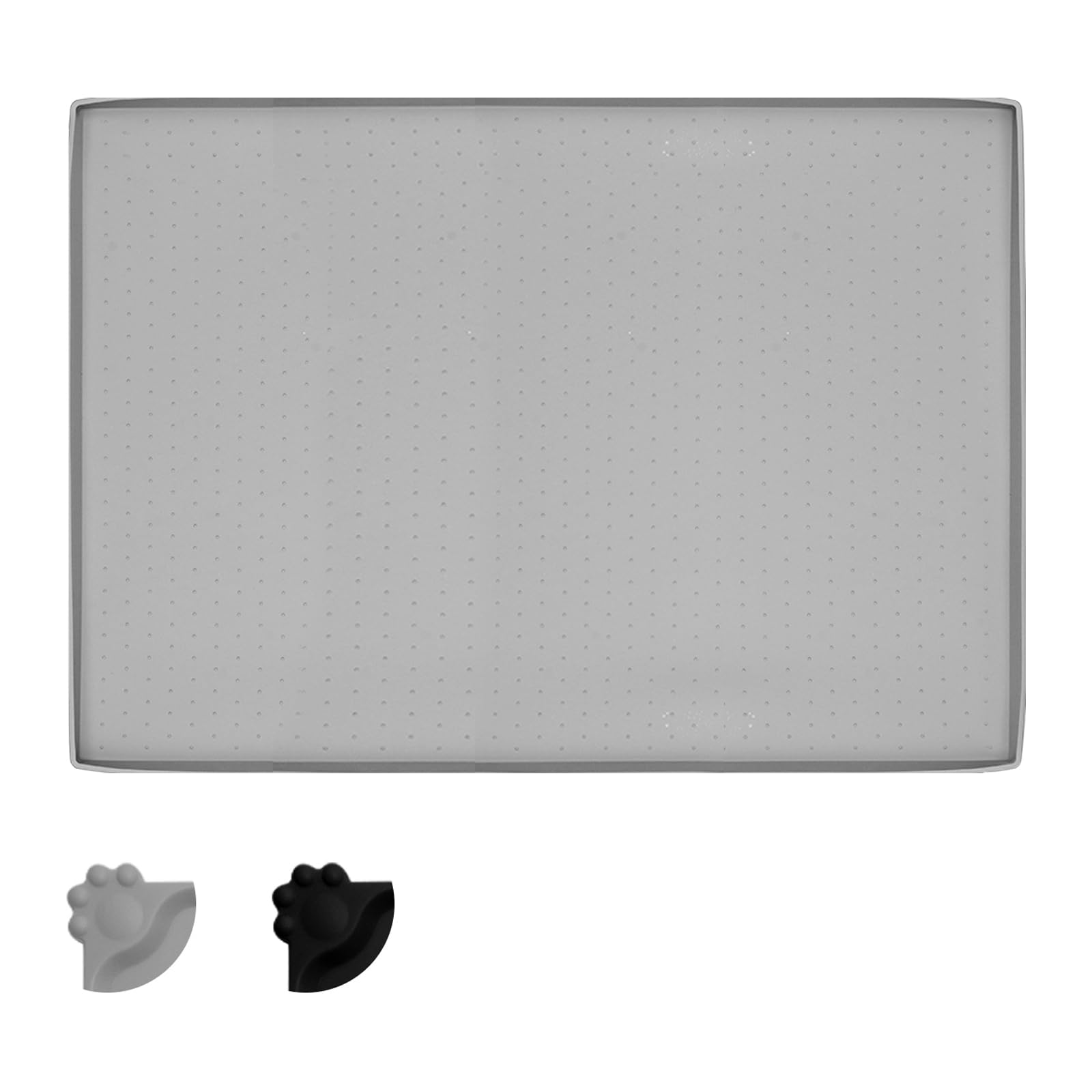 MOACC Dog Food Mat, Silicone Pet Feeding Mat, Non Slip & Waterproof Bowl Mat for Dog and Cat, 47 x 30 cm, Grey Dot Pattern