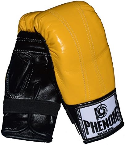 Phenom Muay Thai Training Glove High Quarity Cowhide Leather Yellow /Full Handmade by famous artisan (L)