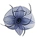 Urban CoCo Women's Vintage Flower Feather Mesh Net Fascinator Hair Clip Hat for Party Wedding (Navy Blue)