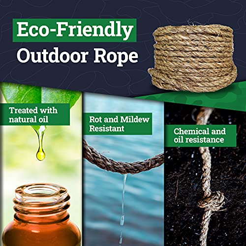 SGT KNOTS Twisted Manila Rope Natural 3 Strand Fiber Hemp Rope for