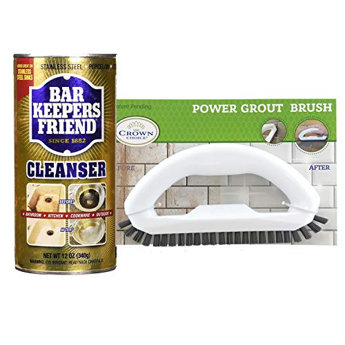 The Crown Choice Grout Cleaner + Bar Keepers Friend Cleanser Set Best Product to Clean Shower