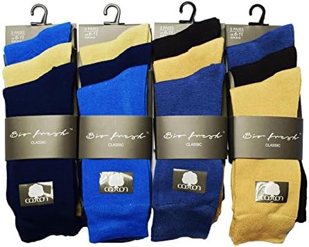 Mens Socks 12 Pack Cotton Rich Biofresh Plain Stripe Designed Multipack Footwear