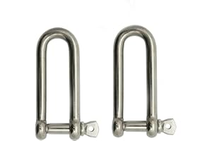 JINGYI JY-Marine Long D Shackle Stainless Steel Shackle Load Clamp for Chains Wirerope Lifting Paracord Outdoor Camping Survival Rope Bracelets 5/32 Inch 4mm Marine Grade,2pk