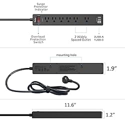 6Ft Power Strip Surge Protector - Yintar Extension