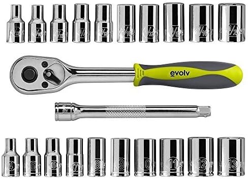 Craftsman Evolv 22 pc 1/4 inch Drive Tool Set Standard Metric SAE Ratchet Socket, NK.