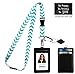 Chevron in Tiffany Blue Print Lanyard with PU Leather ID Badge Holder Wallet with 3 Card Pockets, Safety Breakaway Clip, Note Card. Gift of Carabiner Keychain Flashlight. Lanyard for Cruise or Work