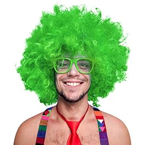 280g XXL Peluca Afro Cabeza rizada Peluca Black Peluca Afro Peluca de rizos Carnaval Negro, Blanco, Rubio, Rojo, Turquesa, Verde, Fucsia – Verde