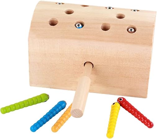 Amazon Langba知育玩具 木製 ひっつきむし ベビーグッズ ナチュラル オモチャ 磁石付き ムシ 自然に触れて遊ぶ 誕生日 子どもの日 プレゼント メイキングトイ おもちゃ