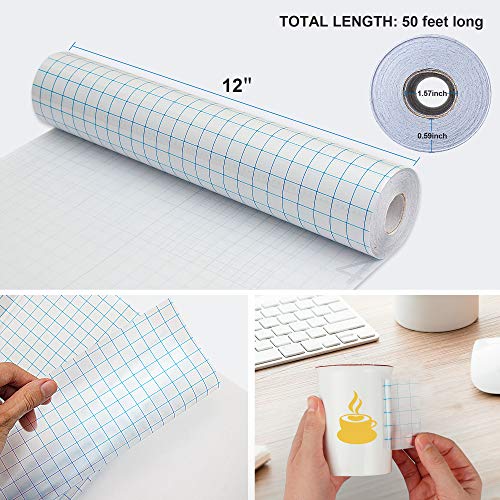 Transfer Tape for Vinyl, HIRALIY 12" x 50 Feet Clear Transfer Paper