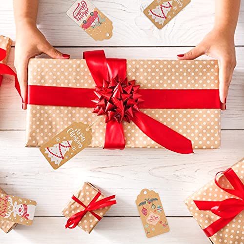 Starrky Christmas Tags, 120PCS Merry Christmas Paper Tags 6 Styles Xmas Present Tags DIY Name Cards for Christmas Decoration Xmas Gift Wrap Package Name Cards