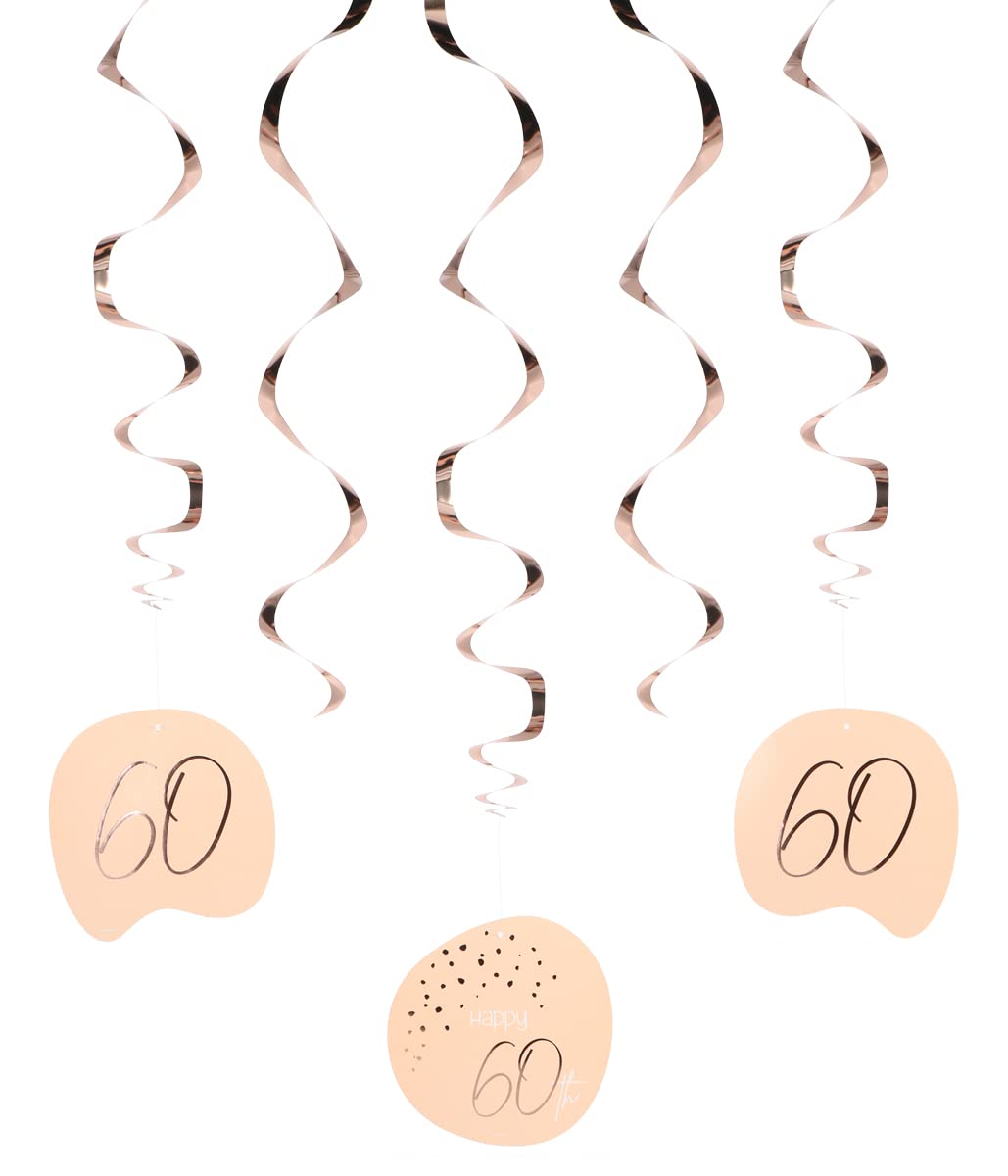 Folat 67560 Hanging Decoration Elegant Lush Blush 60 Years Pack of 5, Rose Gold