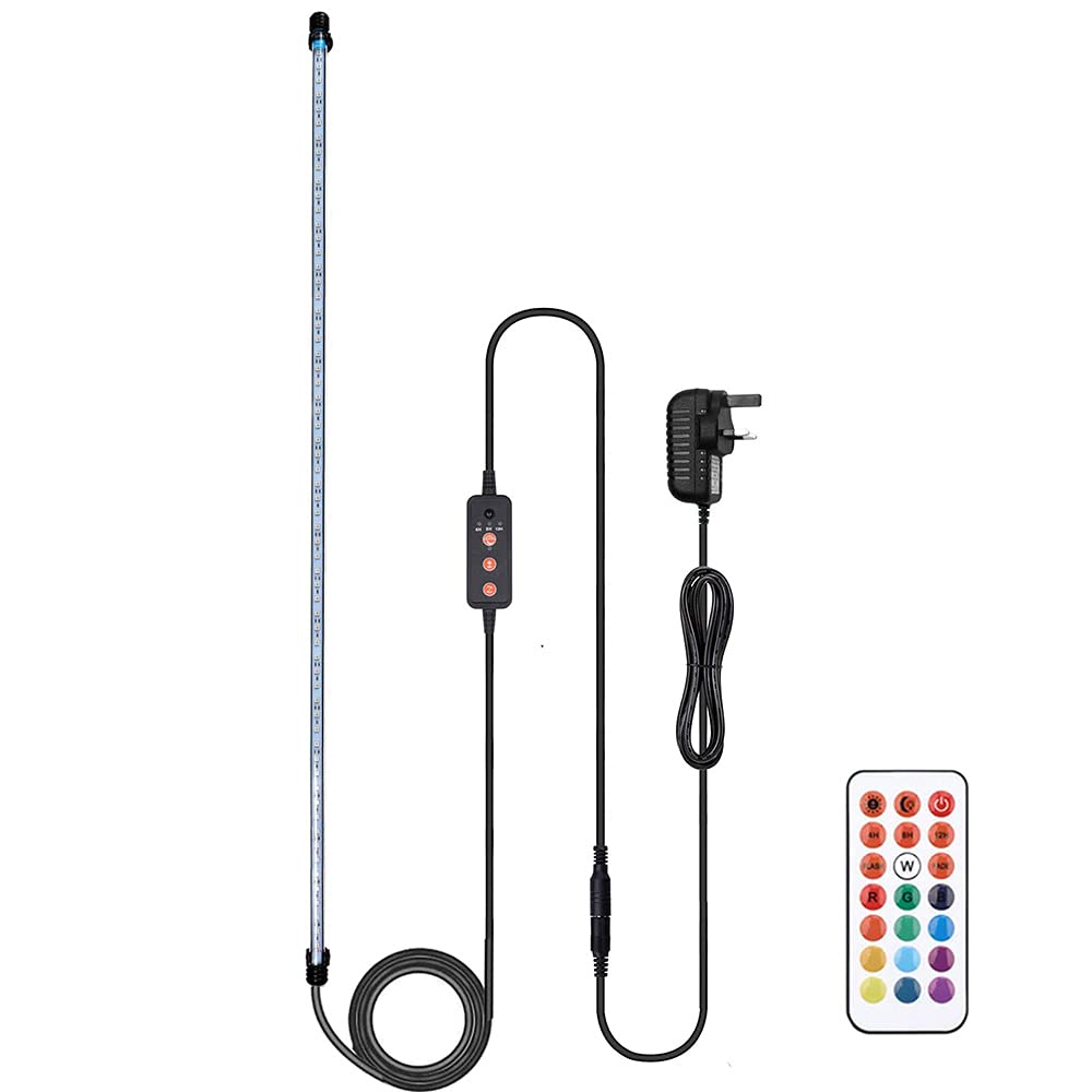 VARMHUS LED Aquarium Lighting, Aquarium Lamp White and Blue Color Changing Submersible Fish Tank Light with Small Simple Aquarium Timer for Sunrise and Sunset (RGB 112cm)