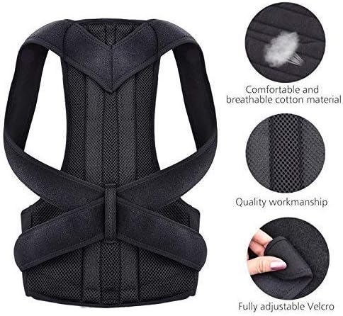 Real Doctor Posture Corrector, Shoulder Back Support Belt for Men and Women (Black) (S)