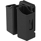 Universal Double Magazine Pouch, 9mm .40 .45 .357 Double Stack Mag. Holder Dual Stack Mag Holster with 1.5''-2.5'' Belt Clip for Glock Sig sauer S&W Beretta Browning Taurus H&K Most Pistol Mags