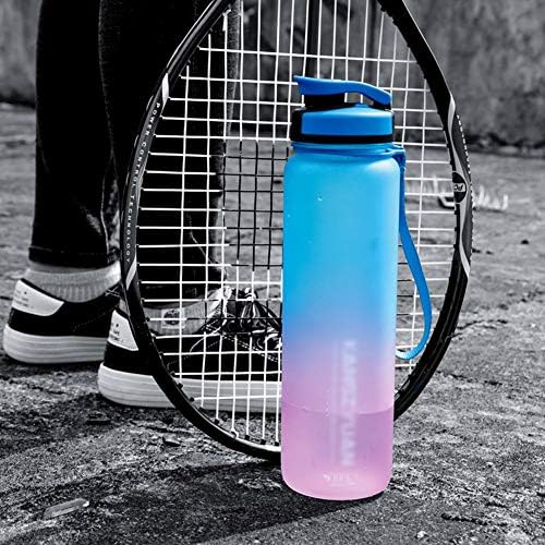 水筒 スケールポータブル昇降ロープと スポーツドリンクウォーターボトル Bpaフリーフリップノズル及び漏れ防止カバー付き 千ミリリットル Tritan材料 4色 色 Blue Size 28x7 4cm B0wyxy29 2 590円