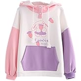 Cuteighteen Cute Bunny Hoodie Teens Kawaii Cotton Japanese Cartoon Graphic Hoodies Printed Pullover Tops for Juniors