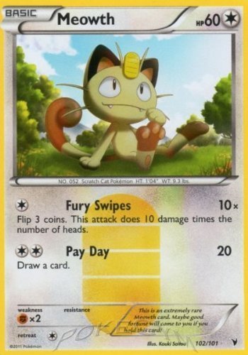 Pokemon Meowth 102 Bw Noble Victories Reverse Holo