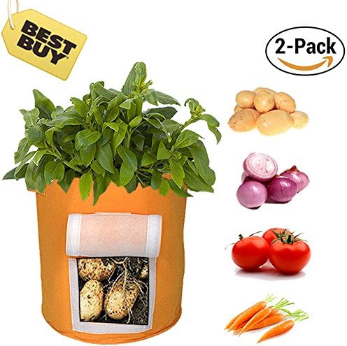 Grow Bag, 2-pack Planter Aeration Fabric Pots, Potato plant bags, Heavy Duty Thickened Nonwoven, with Strap Handles for Nursery Garden and Planting