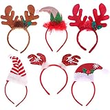 Olgaa 6 Packs Christmas Headbands Different Designs Reindeer Antlers Headbands Unicorn Horn Headbands Christmas Hats Headband Christmas Decoration Gifts for Christmas Costume Holiday Party