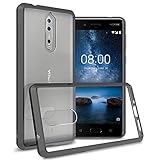 Nokia 8 Case, CoverON ClearGuard Series Hard Slim Fit Phone Cover with Clear Back and Flexible TPU Bumpers for Nokia 8 - Black / Clear
