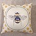 MeritChoice Bee Pillow Cover Bee Throw Pillow Case Home Decorative Double Print Square Cushion Cover Set of 4 Cotton Linen 18x18 Inch