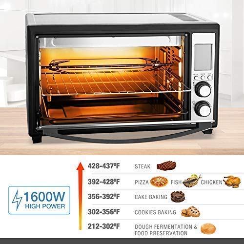 Baulia TO809 Digital Countertop Toaster Oven, 12 Inch Pizza 33 Liter Compact Convection Oven | Stainless Steel Even Heat Technology | 9 Pre-programmed One-Touch Functions, 6-Slice, 1600W