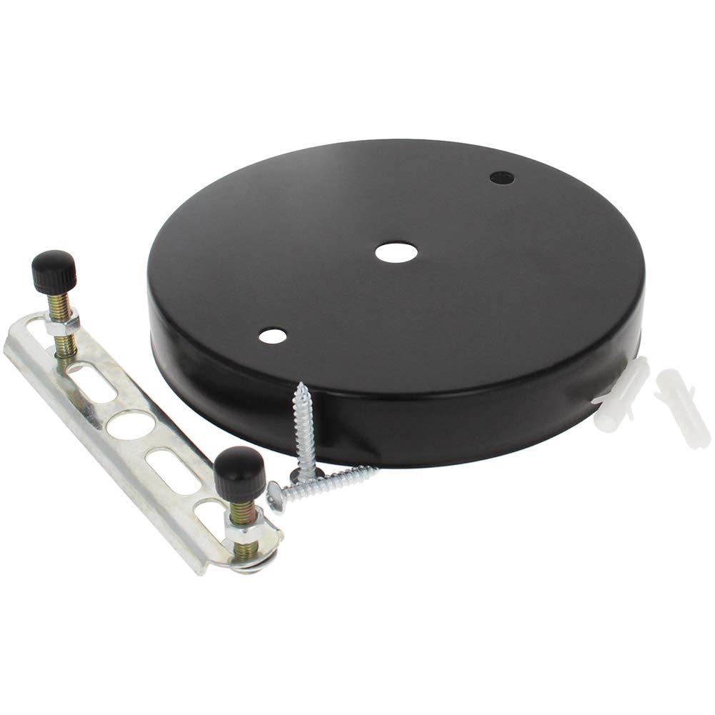 Othmro Pendant Light Fitting, Ceiling Rose Light Holder 4.72"/12cm Dia, Ceiling Pendant Plate Holder for Hanging Lamps and Lanterns - Black 1pc