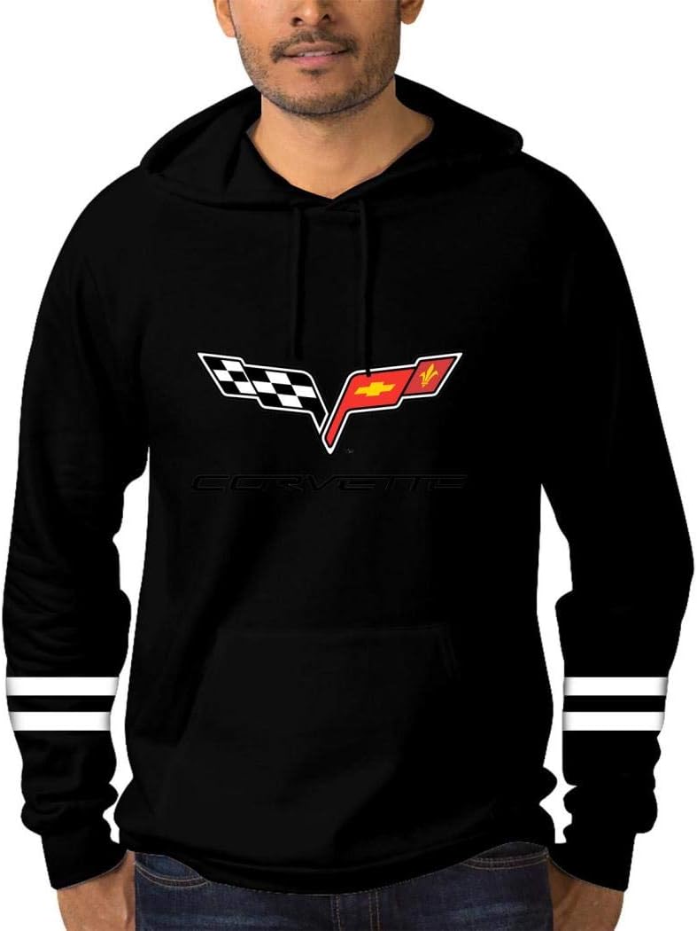 Mens Pullover Hood Co-Rve-Tte Casual Sports Sweatshirt Fleece Hoodie