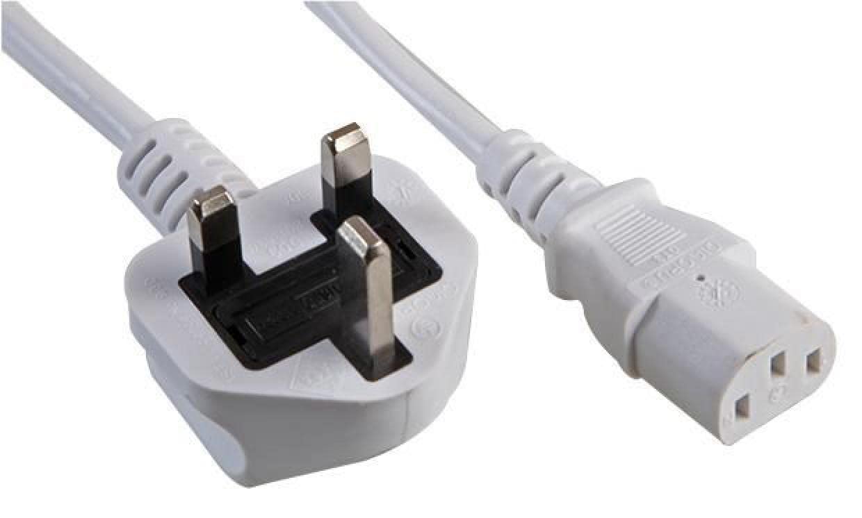 PRO ELEC PE01067 13A UK Plug to IEC C13 Socket Mains Lead, 3m 10A White