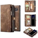 Galaxy Note 8 Case,AKHVRS Handmade Premium Cowhide Leather Wallet Case,Zipper Wallet Case [Magnetic Closure]Detachable Magnetic Case &amp; Card Slots for Samsung Galaxy Note 8 - Brown