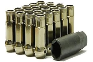 MUTEKI 32906T SR Series Chrome Titanium 12mm x 1.5mm SR48 Open End Lug Nut Set, (Set of 20)