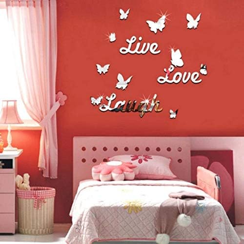 Mural Decals Wall Decal Wall Mural, HUYFEEL Live Laugh Love Quote Removable Wall Art Stickers Mirror Decal DIY Room Decor (D)