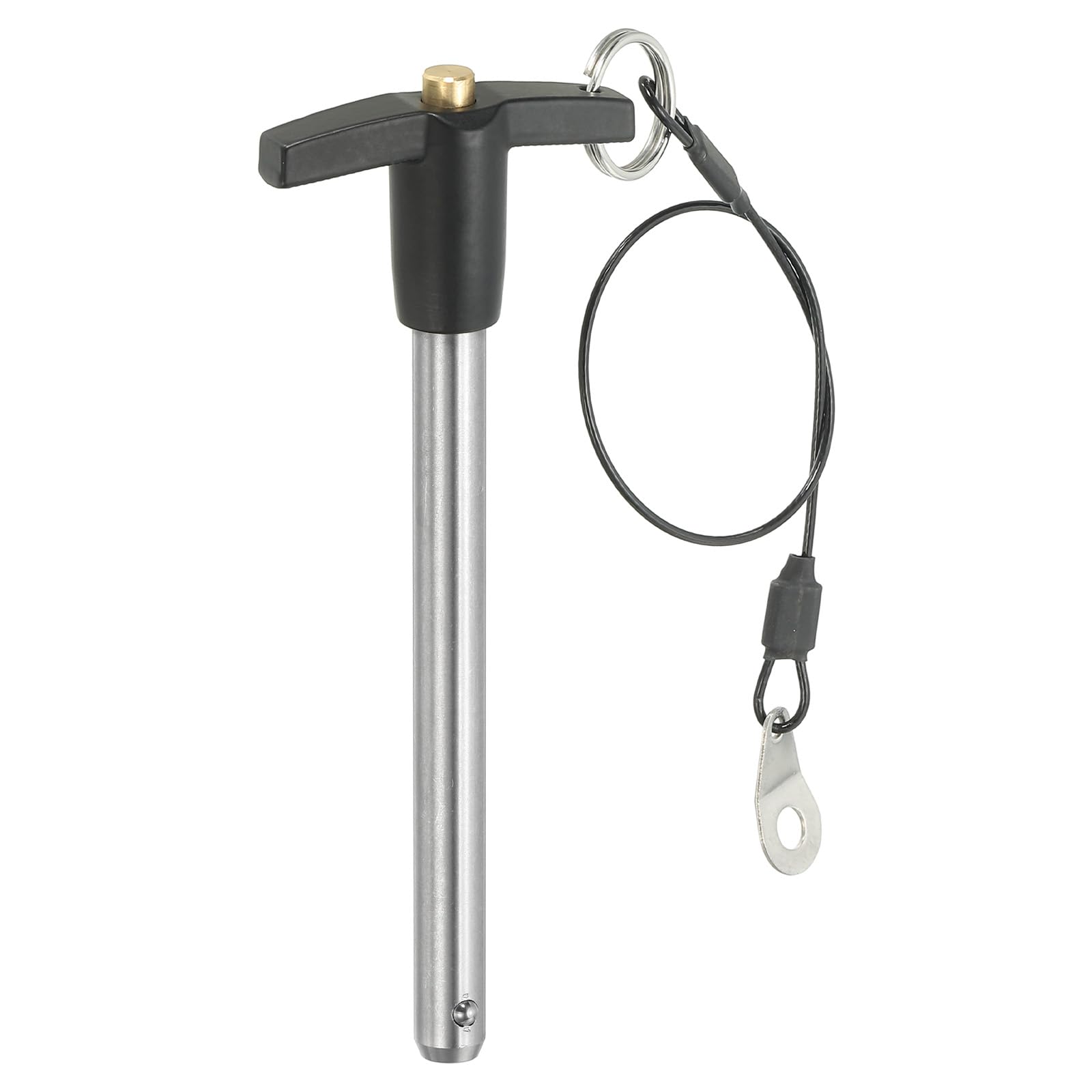 PATIKIL T Handle Lock Pins 2/5 x 3.54" (10 x 90mm), Quick Release Pin 304 Stainless Steel Safety Locating Pins with Push Button 25 cm Lanyard Cable
