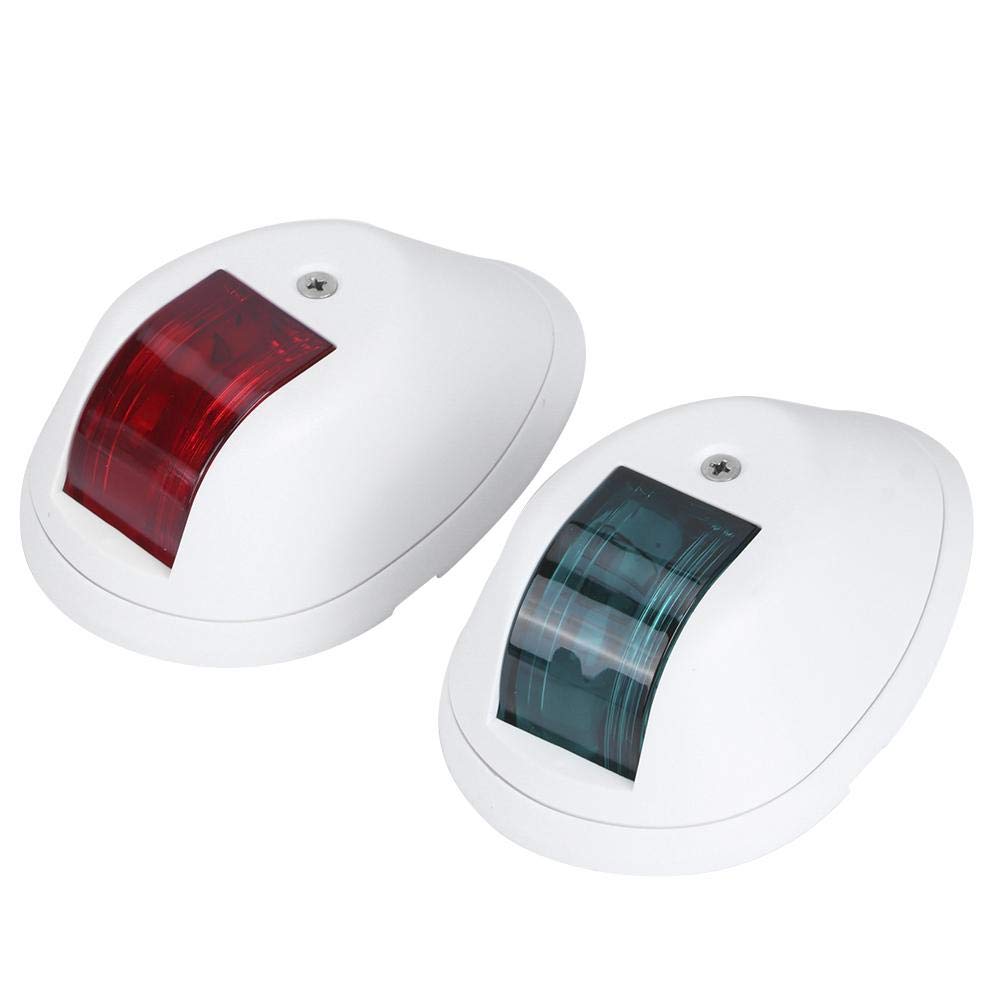 Aramox Navigation Light, 1 Pair 12V LED Navigation Light Waterproof Green and Red Starboards Port Lamp with White Shell for Marine Boat Yacht