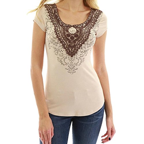 Click Here to See More Images NREALY Women Summer Solid Lace Short Sleeve O Neck Tops Blouse T Shirt Tee