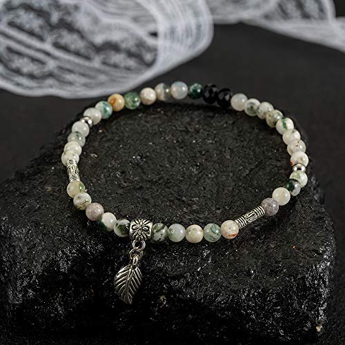 FANCY SHINY Gemstone Bead Bracelets Tree of Life Charms Yoga Healing Stone Bracelet Set for Women(Auatic Agate) - Thumbnail 3