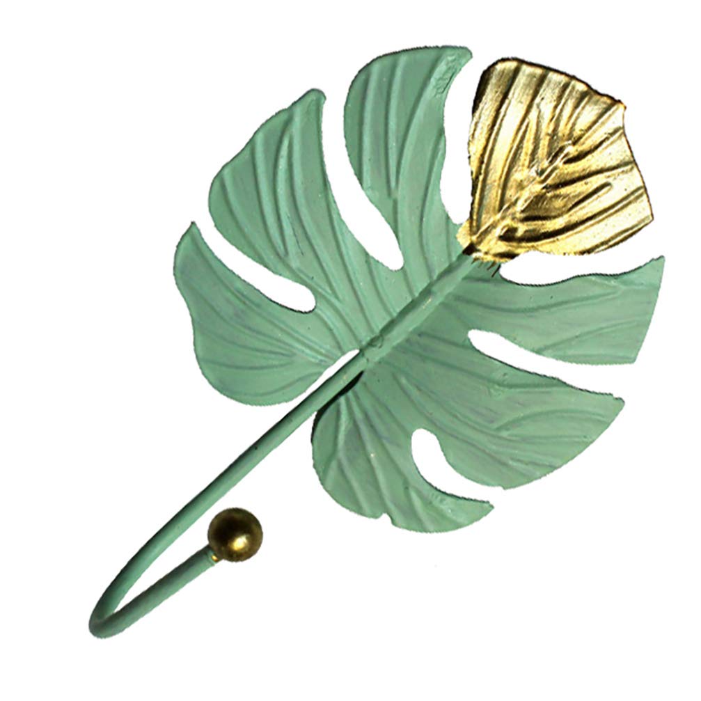 Mini Leaf Shape Wall Hook, Decorative Green Metal Hook for Home, Office, Garden, Bedroom, Keys, Coats, Handbags Hanger