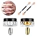 MLMSY 2 Box Mirror Powder Gold Silver Pigment Nail Glitter Nail Art Chrome with Matching Brushes(Silver+Gold)
