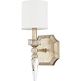 Capital Lighting 615011WG-671 Olivia Art Deco White Fabric & K9 Crystal Wall Sconce, 1-Light 60 Watt, 15" H x 6" W, Winter Go